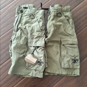 BOY SCOUTS of AMERICA | 2 Boys Youth XL Green Cargo Shorts